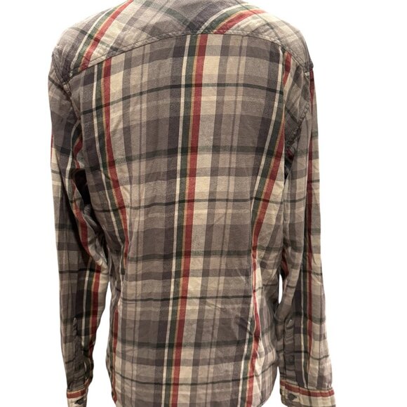 Men's Lightweight Flannel Shirt by Hawk - Gray, Red, and Green Plaid - Size Medi - Picture 4 of 4